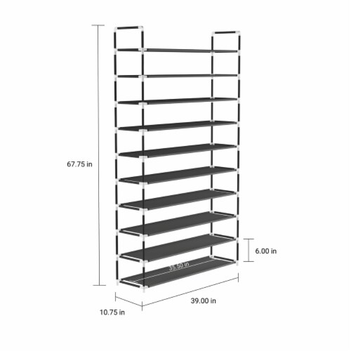 Shoe Rack-10 Tier Storage for Sneakers, Heels, Flats, Accessories, and More-Space Saving Perspective: top