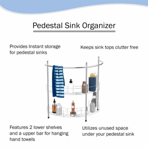 Pedestal Sink Organizer Compact Under the Sink Rack with 2 Storage
