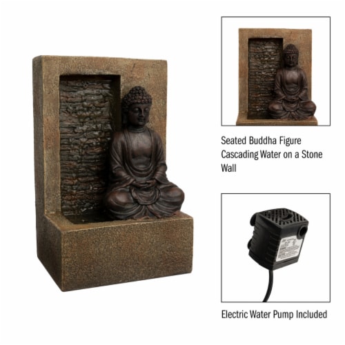 Buddha Fountain Indoor Decoration Zen Meditation Tabletop Waterfall - Grey