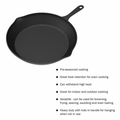 Sunnydaze Pre-Seasoned 3-Piece Cast Iron Skillet Fry Pan Set