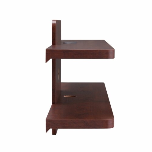Furniture of America Brie Wood 2-Tier Floating TV Stand in Vintage Walnut Perspective: top
