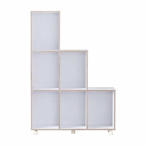 Furniture of America Chapin Wood 6-Compartment Bookcase in White Perspective: top
