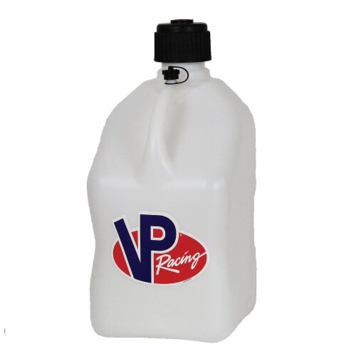 VP Racing Fuels Motorsport 5.5 Gal Utility Jug w/ 14 Inch Hose, White (4 Pack) Perspective: top