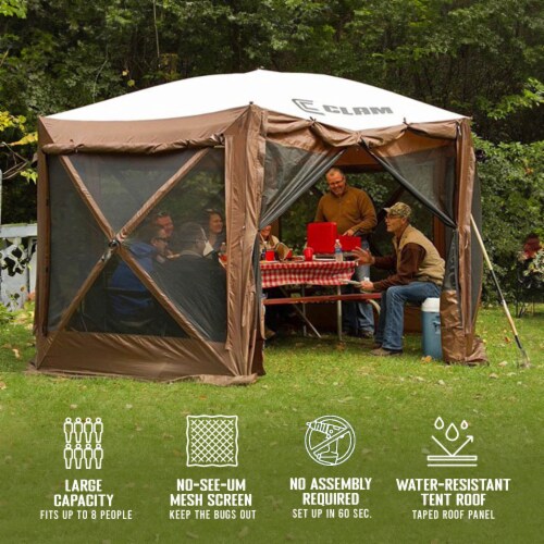 CLAM Quickset Pavilion 12.5' Portable Outdoor Gazebo Canopy Tent with Floor Tarp Perspective: top