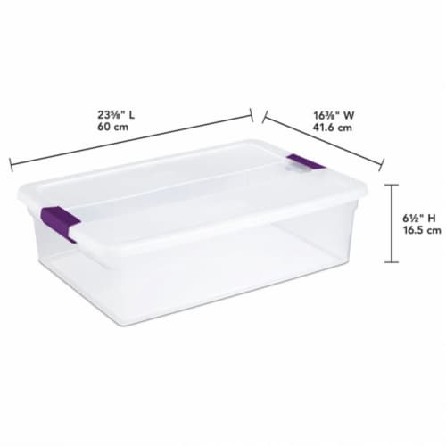 Sterilite 15qt Clear View Storage Bin with Latch Purple