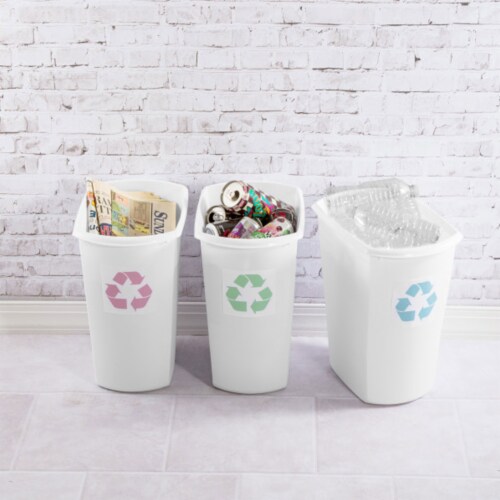 Sterilite 5.5 Gallon White Ultra Plastic Wastebasket Trash Can (12 Pack) Perspective: top