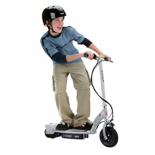 Razor E100 24 Volt Electric Powered Ride On Scooter, Silver and Red (2