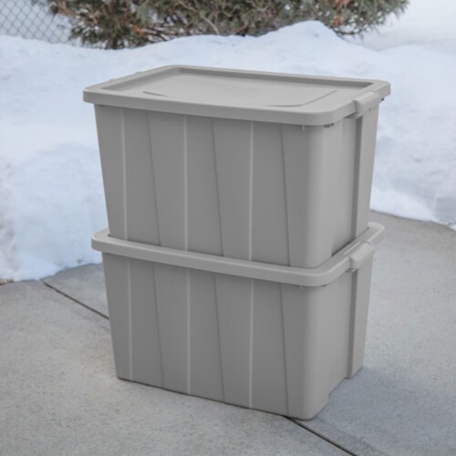 Sterilite Tuff1 30 Gallon Plastic Storage Tote Container Bin w/ Lid (4 Pack) Perspective: top