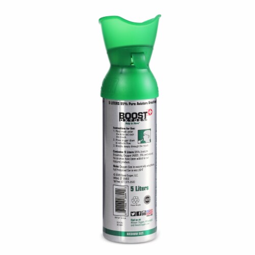 Boost Oxygen Natural Portable 5 Liter Pure Oxygen Canister, Flavorless (5 Pack) Perspective: top