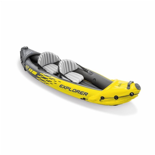 Intex 2-Person Inflatable Kayak w/ Oar & Pump 2 pack & 1-Person Inflatable Kayak Perspective: top