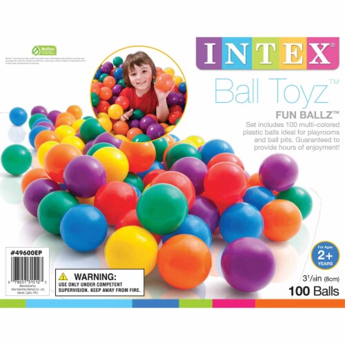 Intex 100 Pieces Large Plastic Fun Ballz for Ball Pits, Multicolor (6 Pack) Perspective: top