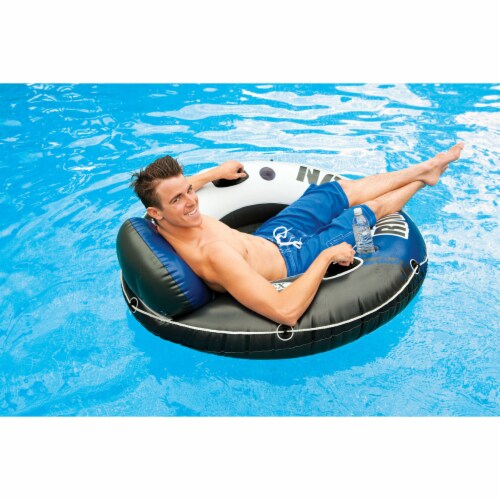 Bestway CoolerZ Rapid Rider Inflatable Lake Pool Tube Float, Blue/Gray, 2 Pack