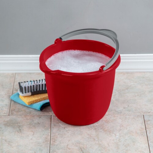 Sterilite Large 10-Qt Easy Pour Spout Pail w/ Comfy Grip Handle, Red (12 Pack) Perspective: top