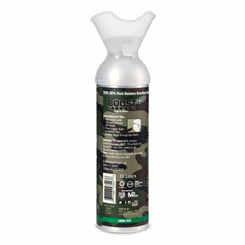 Boost Oxygen Natural Portable 10 L Pure Canned Oxygen Canister, Camo (12 Pack) Perspective: top