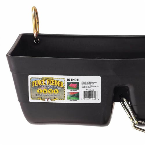 Little Giant 9 Quart Heavy Duty Feed Trough Bucket Fence Feeder, Black (2 Pack) Perspective: top