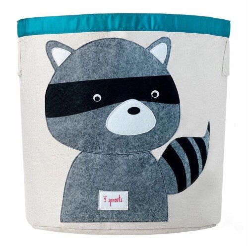 3 Sprouts Canvas Storage Bin and Toy Basket for Baby & Toddlers, Owl & Raccoon Perspective: top