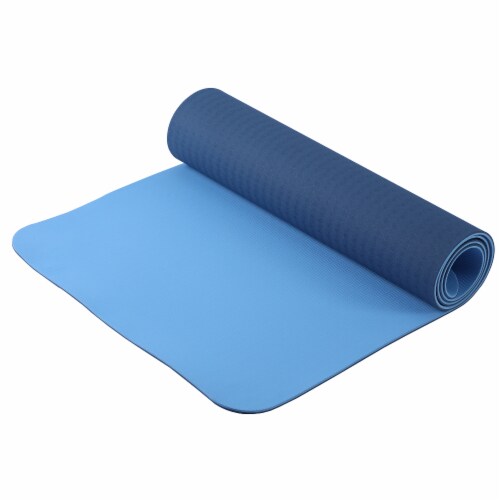 HolaHatha 72 x 24  Double Sided 0.25  Thick Non Slip Home Workout Yoga Mat, Blue Perspective: top