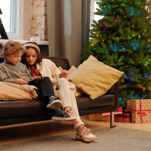Twinkly String + Music 600 LED RGB Christmas Lights with Music Syncing Device Perspective: top