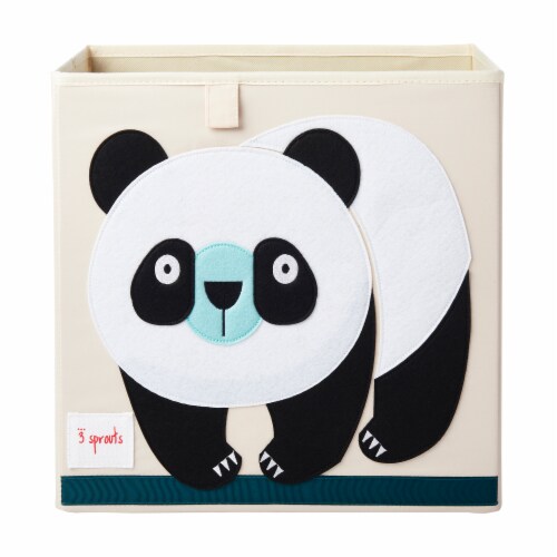 3 Sprouts Foldable Fabric Storage Cube Box Soft Toy Bin, Owl & Bear (2 Pack) Perspective: top