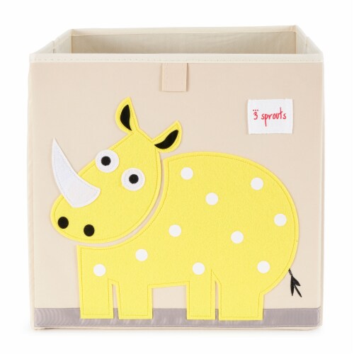 3 Sprouts Kids Felt Storage Cube Toy Bin w/ Dragon, Gorilla & Rhino Cube Toy Bins Perspective: top