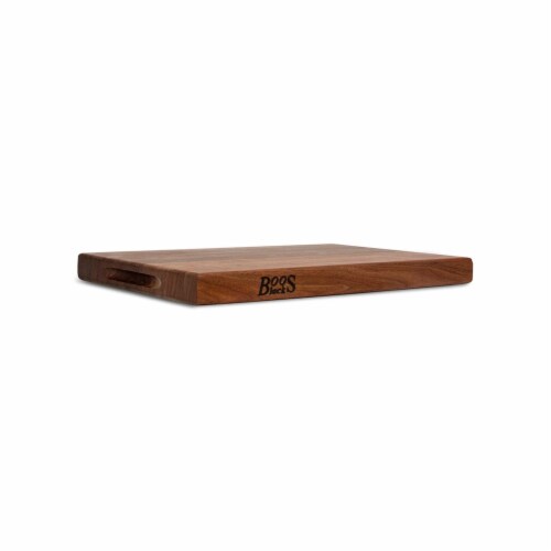John Boos Walnut Wood 18 x 12  Cutting Board and 3 Piece Maintenance Oil Set Perspective: top