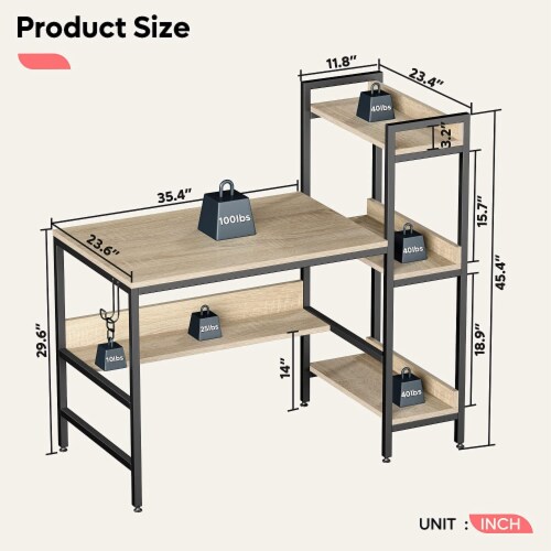 Bestier Computer Office Desk Workstation with Side Storage Shelves