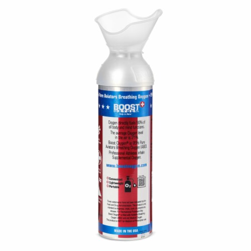 12 Pack 10L Boost Oxygen Stars and Stripes Pure Canned Oxygen Canister, Natural Perspective: top
