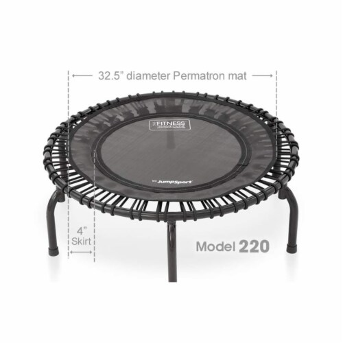 JumpSport 220 Fitness Rebounder Mini Trampoline & Handle Bar Accessory, Black Perspective: top