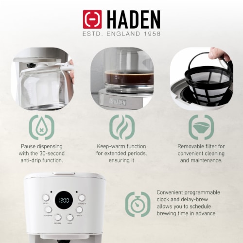 Haden Heritage 12 Cup Programmable Coffee Maker with Countertop Microwave, Ivory Perspective: top