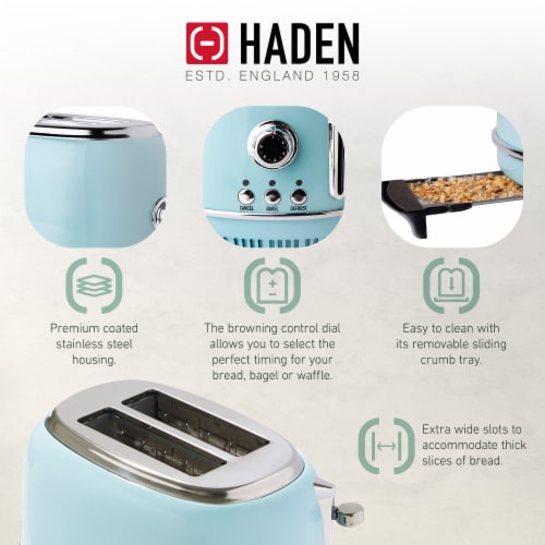 Haden Dorset Wide Slot Stainless Steel 2 Slice Retro Toaster & Dorset 1.7  Liter Stainless Steel Electric Water Kettle