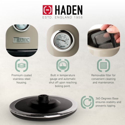 Haden Dorset 1.7 Liter Stainless Steel Electric Kettle w/ Dorset 4 Slice Toaster Perspective: top
