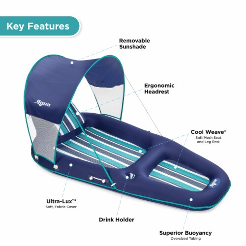 Aqua Leisure Luxury Canopy Float, Blue & Recliner Chaise Style Lounger, Green Perspective: top