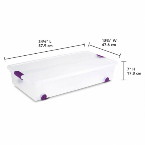 Sterilite 60 Quart ClearView Latch Lid Wheeled Underbed Storage Box, (8 Pack) Perspective: top