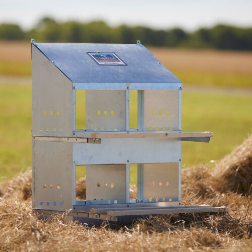 Brower 404B Galvanized Steel 4 Hole 20 Bird Nest Chicken Brooding Box (2 Pack) Perspective: top