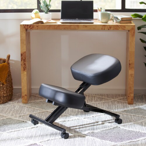 Gray Adjustable Ergonomic Kneeling Chair with Back Support – Dragonn