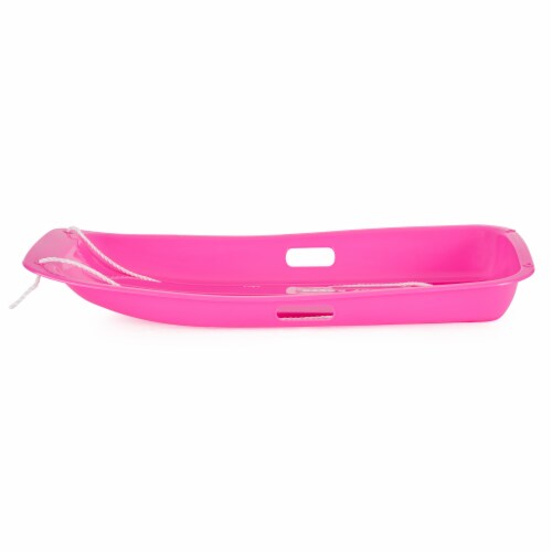 Slippery Racer Downhill Sprinter Kids Plastic Toboggan Snow Sled, Pink (2 Pack) Perspective: top