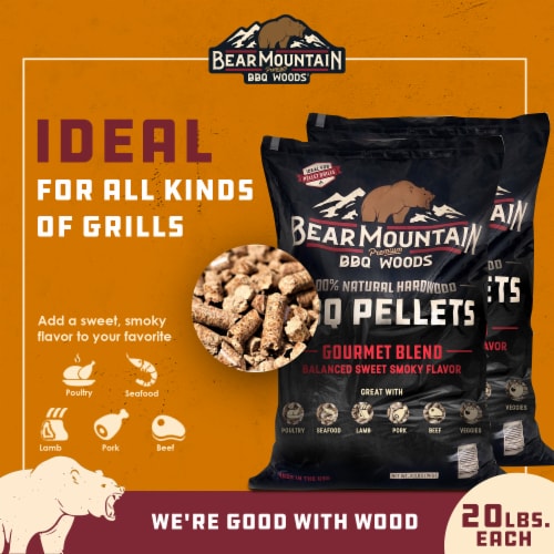 Bear Mountain BBQ Natural Hardwood Gourmet Blend Smoker Pellets, 20 lbs (2 Pack) Perspective: top