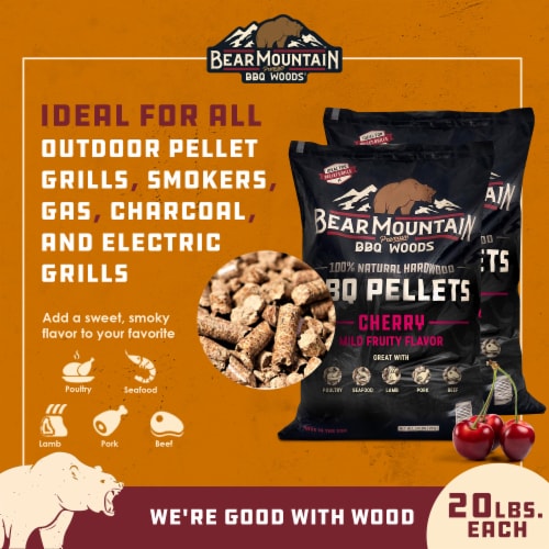 Bear Mountain BBQ All Natural Hardwood Cherry Smoker Pellets, 20 lbs (2 Pack) Perspective: top