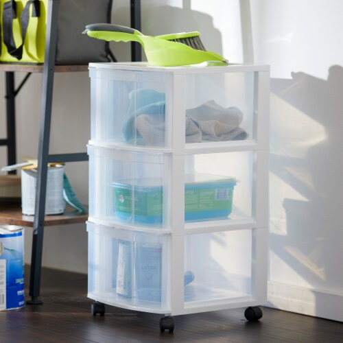 Gracious Living Classic 3 Drawer Organizer Plastic Storage Cart w/Wheels(4 Pack) Perspective: top