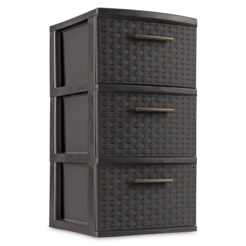 Sterilite 3 Drawer Wicker Weave Decorative Storage Tower, Espresso (8 Pack) Perspective: top