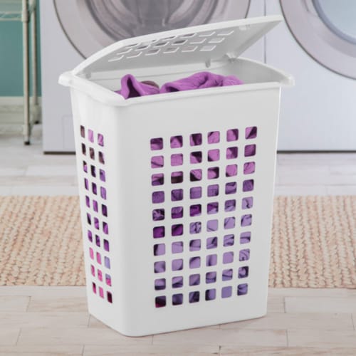 Sterilite Rectangular LiftTop Plastic Laundry Hamper Basket Bin w