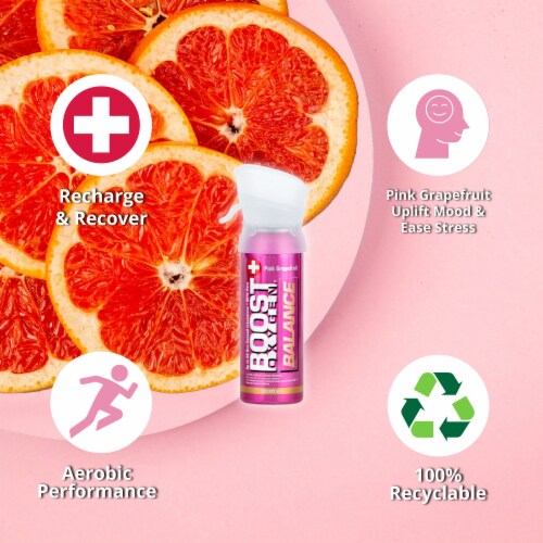 Boost Oxygen Pocket Sized Canned Oxygen w/ Mouthpiece, Pink Grapefruit (6 Pack) Perspective: top