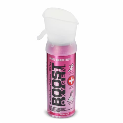 Boost Oxygen Pocket Sized Canned Oxygen w/ Mouthpiece, Pink Grapefruit (10 Pack) Perspective: top
