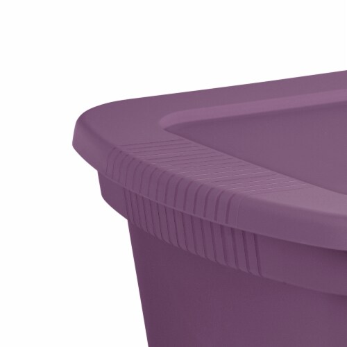 Sterilite 18 Gallon Storage Tote Stackable Plastic Bin with Lid, Purple, 8  Pack