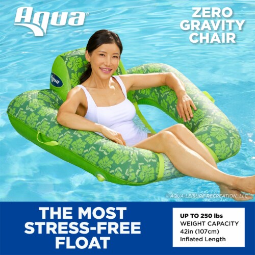 Aqua Leisure Zero Gravity Inflatable Swimming Pool Lounge Chair Float, Green, 4 Perspective: top