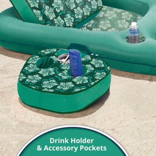 Aqua Leisure Campania Inflatable 2in1 Lounger, Floral & Luxury Water Recliner Perspective: top