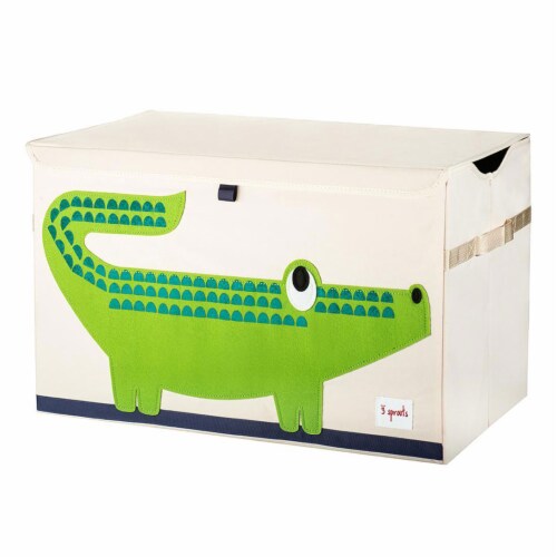3 Sprouts Storage Bin Box, Blue Snake & Toy Chest Bin for Playroom, Crocodile Perspective: top