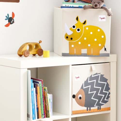 3 Sprouts Foldable Storage Box & Cube Toy Chest Bin for Playroom, Yellow Rhino Perspective: top