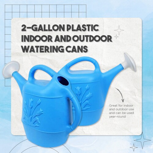 Union Products Plants & Garden 2 Gal Plastic Watering Can, Caribbean Blue, 3 Ct Perspective: top