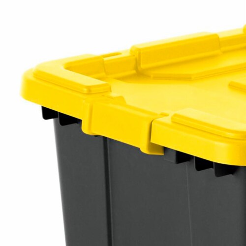 Sterilite 27 Gallon Industrial Storage Tote w/ Latching Lid, Black/Yellow,  4 Ct, 1 Piece - Pay Less Super Markets